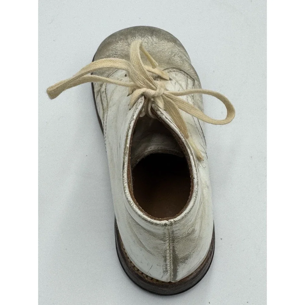Antique Unisex Infant Toddler Baby Lace Right Shoe Leather Vintage